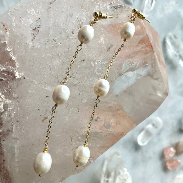 Earrings - Trio Pearl Drops