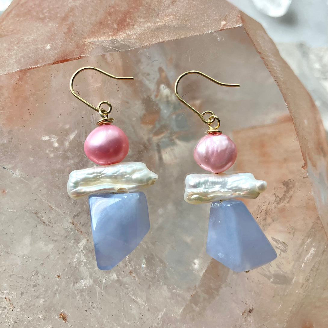 Pink Earing Stack Earrings - Pink Pearl Stack – Kiss My Crystals UK