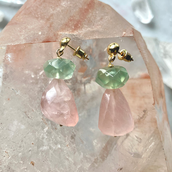 Earrings - Pink And Green Drops