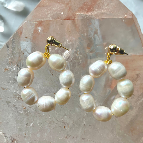 Earrings - 7 Pearl Hoops